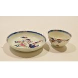 18th century Lowestoft tea bowl and saucer in the Redgrave pattern