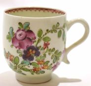 18th century Lowestoft porcelain tea cup decorated with the so-called Thomas Rose design in