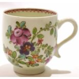 18th century Lowestoft porcelain tea cup decorated with the so-called Thomas Rose design in