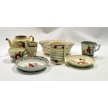 Group of late 18th century English cream wares including a Wedgwood strainer dish, a creamware mug