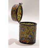 Glass jar and cover, finely decorated with a gilded floral design in various colours