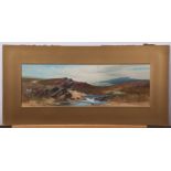 John Shapland (1865-1929), Moorland scene, gouache, signed lower right, 18 x 53cm, mounted but