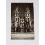 Albany E Howarth (1872-1936) Catherdral, black and white etching, signed in pencil lower right, 25 x