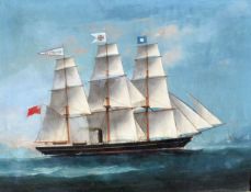 English School (19th/20th Century), Ship at Sea, oil on canvas, 44 x 58cm