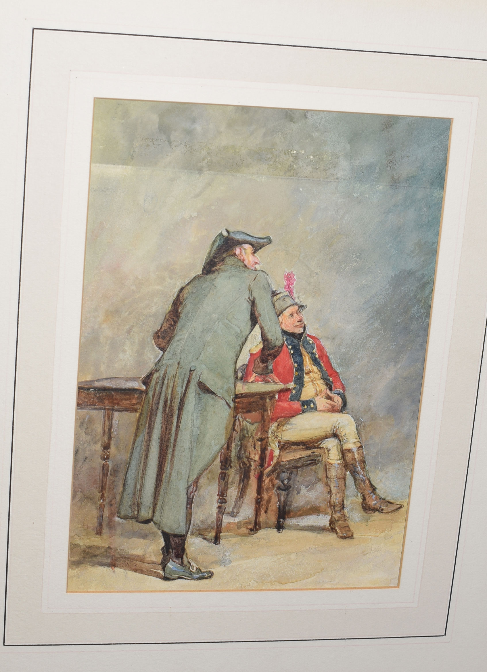 Coleman (19th Century), 'Awaiting Orders', watercolour, 23 x 16cm, mounted but unframed,