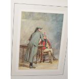 Coleman (19th Century), 'Awaiting Orders', watercolour, 23 x 16cm, mounted but unframed,