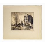 Helen Robinson (20TH CENTURY) Harbour Scene, black and white etching, signed and dated 1929 in