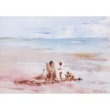 AR John Taunton (born 1910)Beach scene with figureswatercolour, signed and dated 86 lower right24