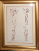 After C M Metz (18th Century), Classical figures, sepia stipple engraving, published 1st September