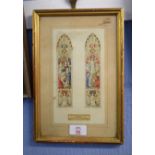 English School (early 20th century)Stained glass window designwatercolour20 x 10cm