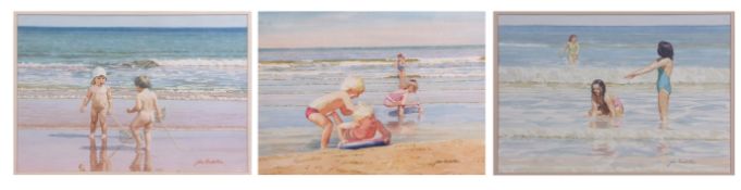 John Rowbottom (20th century)"Washing Barbie's hair", "Shrimping" and "Beach scene"group of three