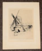 Charles John Watson RE (1846-1927) A Sussex Mill, black and white etching, signd in pencil to