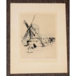 Charles John Watson RE (1846-1927) A Sussex Mill, black and white etching, signd in pencil to