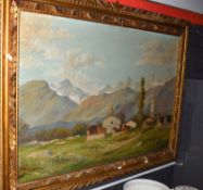 Continental school (20th century)Valley landscapeoil on canvas, indistinctly signed lower left68 x