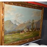 Continental school (20th century)Valley landscapeoil on canvas, indistinctly signed lower left68 x