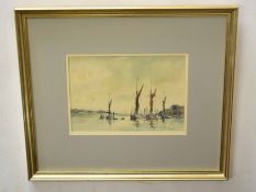 Ronald Crampton (1905-1985)Moored boatspen, ink and watercolour, signed lower right17 x 25cm