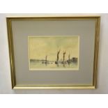 Ronald Crampton (1905-1985)Moored boatspen, ink and watercolour, signed lower right17 x 25cm