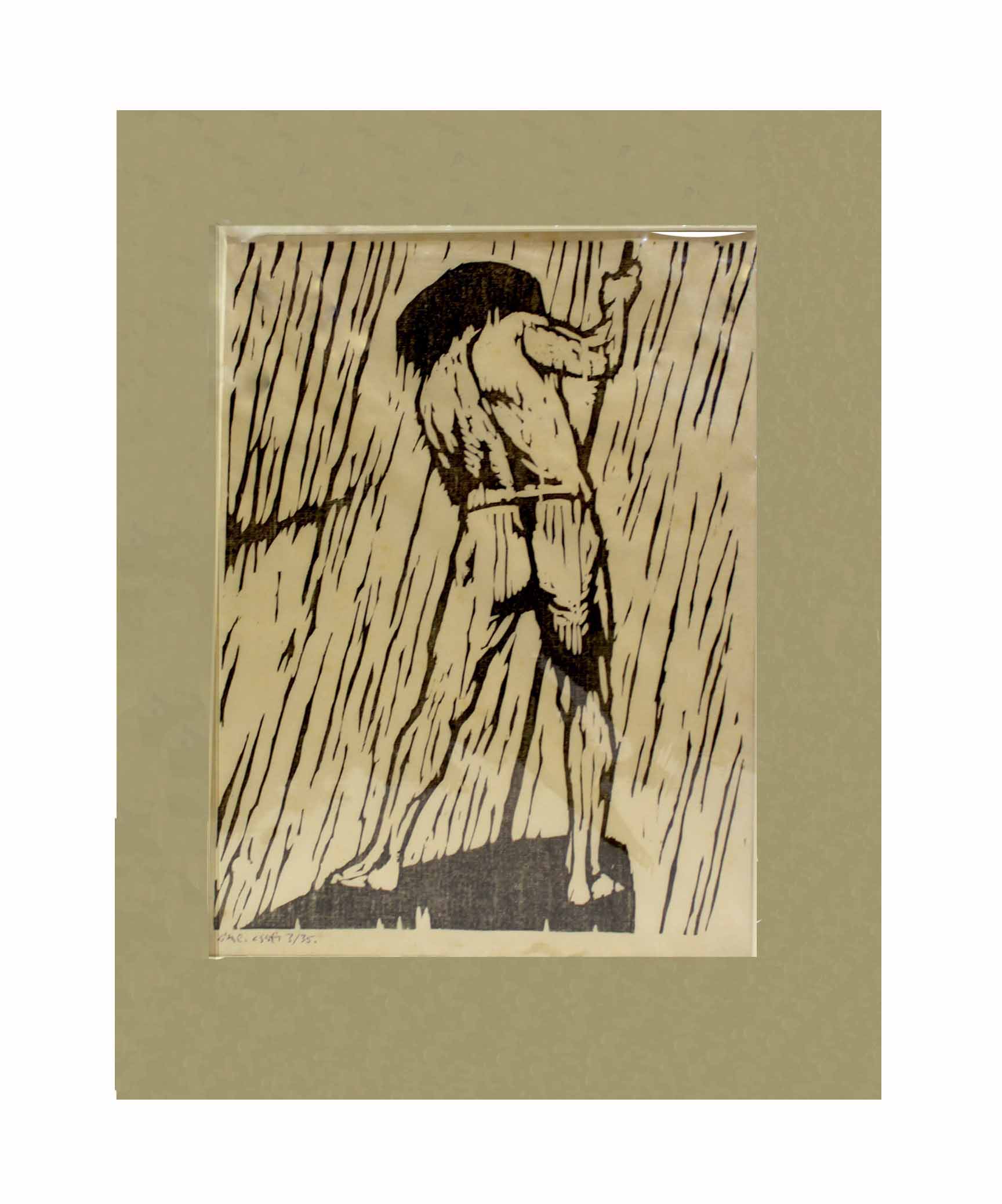AR Gerald Anthony Coles (1929-2004), "Boatman", monotype, signed and numbered 3/35 in pen to lower