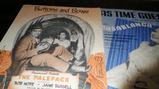 3 x Original Film Sheet Music- inc Bob Hope/Jane Russell- Casablanca Ingrid Bergman- Old Mill Stream