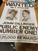 Qty various Ephemera: Prints, John Dillinger Poster, etc (15)