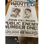 Qty various Ephemera: Prints, John Dillinger Poster, etc (15)