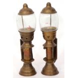 Pair of brass wall lamps plated ‘GWR’ 31cm high. Fittings missing