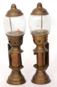 Pair of brass wall lamps plated ‘GWR’ 31cm high. Fittings missing