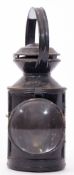 Railway Lamps: Black 3-aspect BR lamp 30cm high. Fittings complete, brass stamped BR(E) and clear