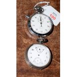Railway-interest BR NE 475 stopwatch by Smiths together with a broken Swiss made silver fob watch by