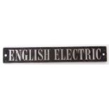 Railway Signage: Maker’s Plate 26 x 4cm ‘ENGLISH ELECTRIC’.