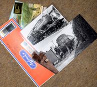 Approx 18 purchased railway-interest colour Postcards of steam locomotives, an Agfacolour packet