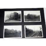 Grey photo album 38 x 26cm containing approx 45 mostly unlabelled b/w photos of British steam