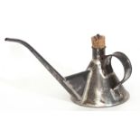 Railway Tools: Unmarked plated conical oil can 44cm long x 20cm dia base.