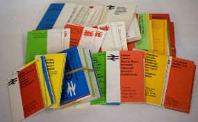 Box containing over 150 British Rail pocket timetables from all over the country. All appear to date