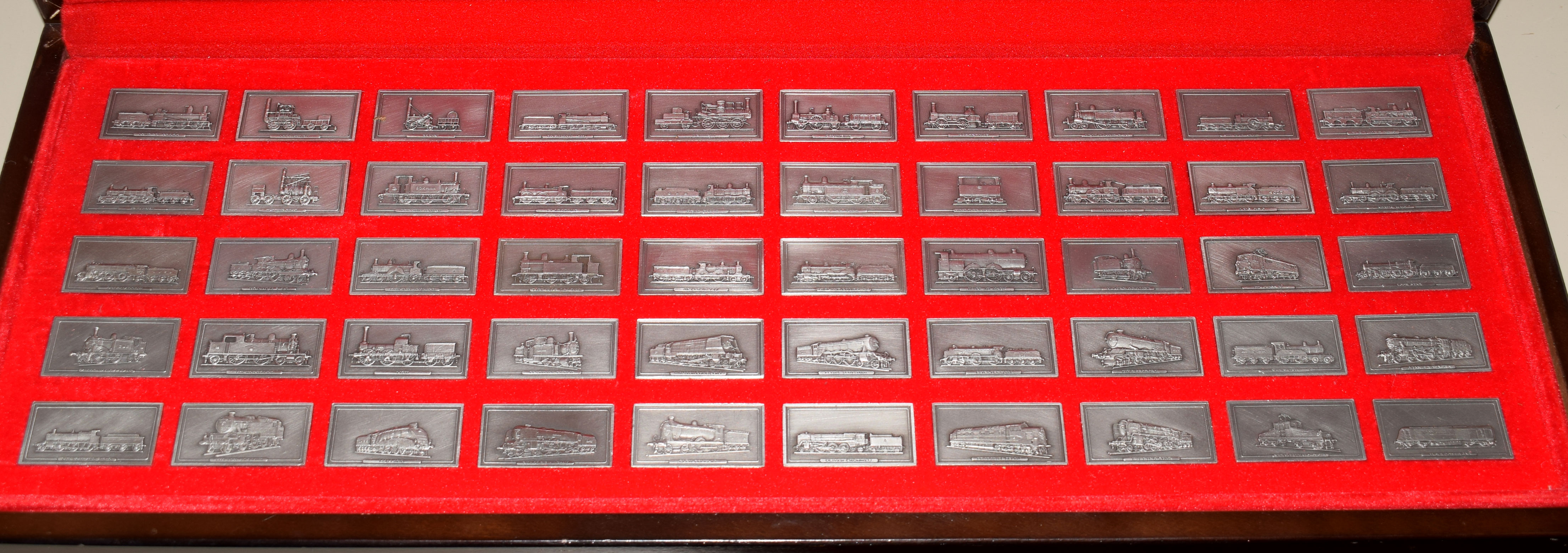 "Great British Locomotives" collection of fifty pewter ingots, featuring various locomotives from