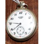 Railway-interest Sekonda fob watch with 4-8-2 loco on back.