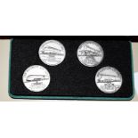 Set of 4 commemorative medallions, in green presentation case, struck for the 50th anniversary of