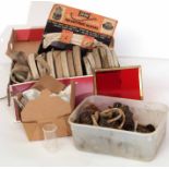 Railway Interest: Box containing a dozen rolls of lamp wick and various fittings suitable for lamp