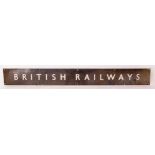 Railway Signage: BR(W) enamel 208 x 15cm ‘BRITISH RAILWAYS’. Somewhat discoloured with loss of