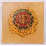 Railway Signage: Coat of arms transfer on board 40cm square. Bombay, Baroda and Central India