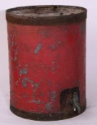 Railway Tools: Cylindrical urn with tap, top heavily corroded with illegible nameplate. No railway