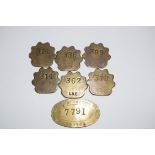 Collection of nine brass LNER railway Paychecks: 1 x large oval ‘Running Dept. Gorton’ together with