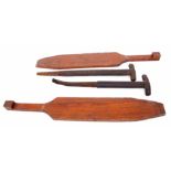 Railway Tools: Two 60 cm wooden shovel handles blackened through use but with no railway markings