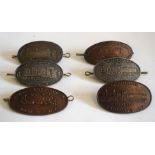 Six modern metal oval railway-interest collectors’ Badges with loops and split pins (1 pin