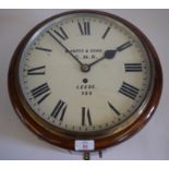 Railway-interest GNR 12” fusee clock 37cm overall diameter, Dial inscribed ‘W.Potts & SonsGNRLeeds