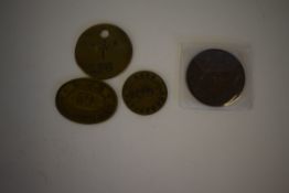 Collection of four LNER constituent railway Paychecks: 1 x GCR oval brass ‘Locomotive Dept’, 1 x GCR