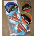 Six unused railway-interest Circular luggage labels in excellent condition 11.5cm dia: 1 x LNER ‘The
