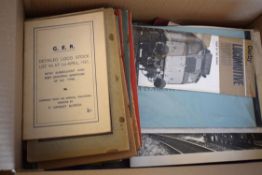 A box containing approx 25 booklets on the locomotives of individual companies, individual classes