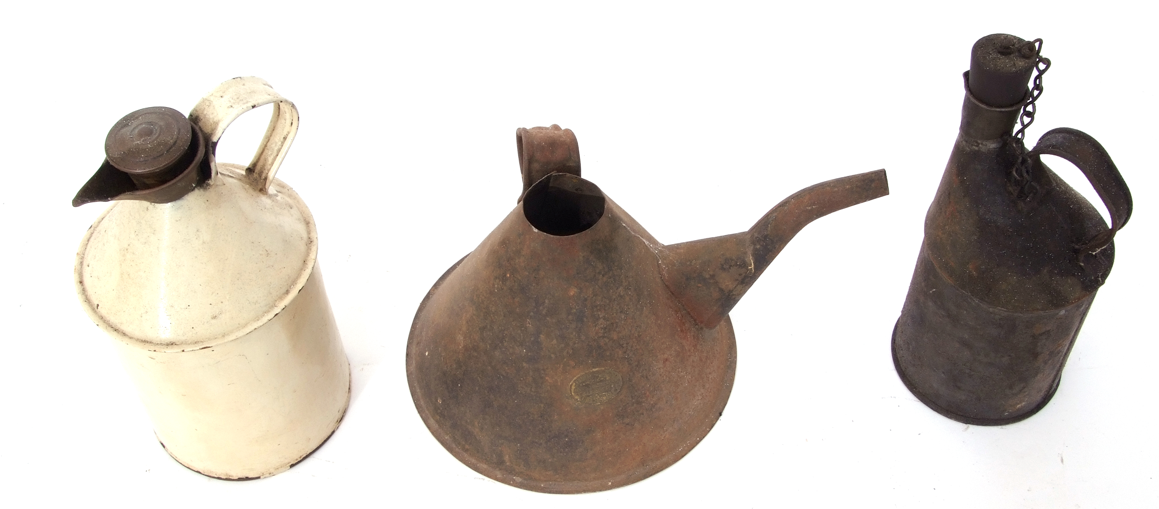 Railway Tools: Three small oil cans, one conical 18cm dia base, with no railway markings but brass - Image 2 of 2