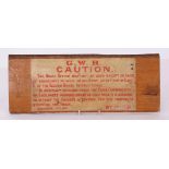 Railway Signage: Original GWR paper Notice, pasted onto wooden panel, 43 x 17cm and varnished